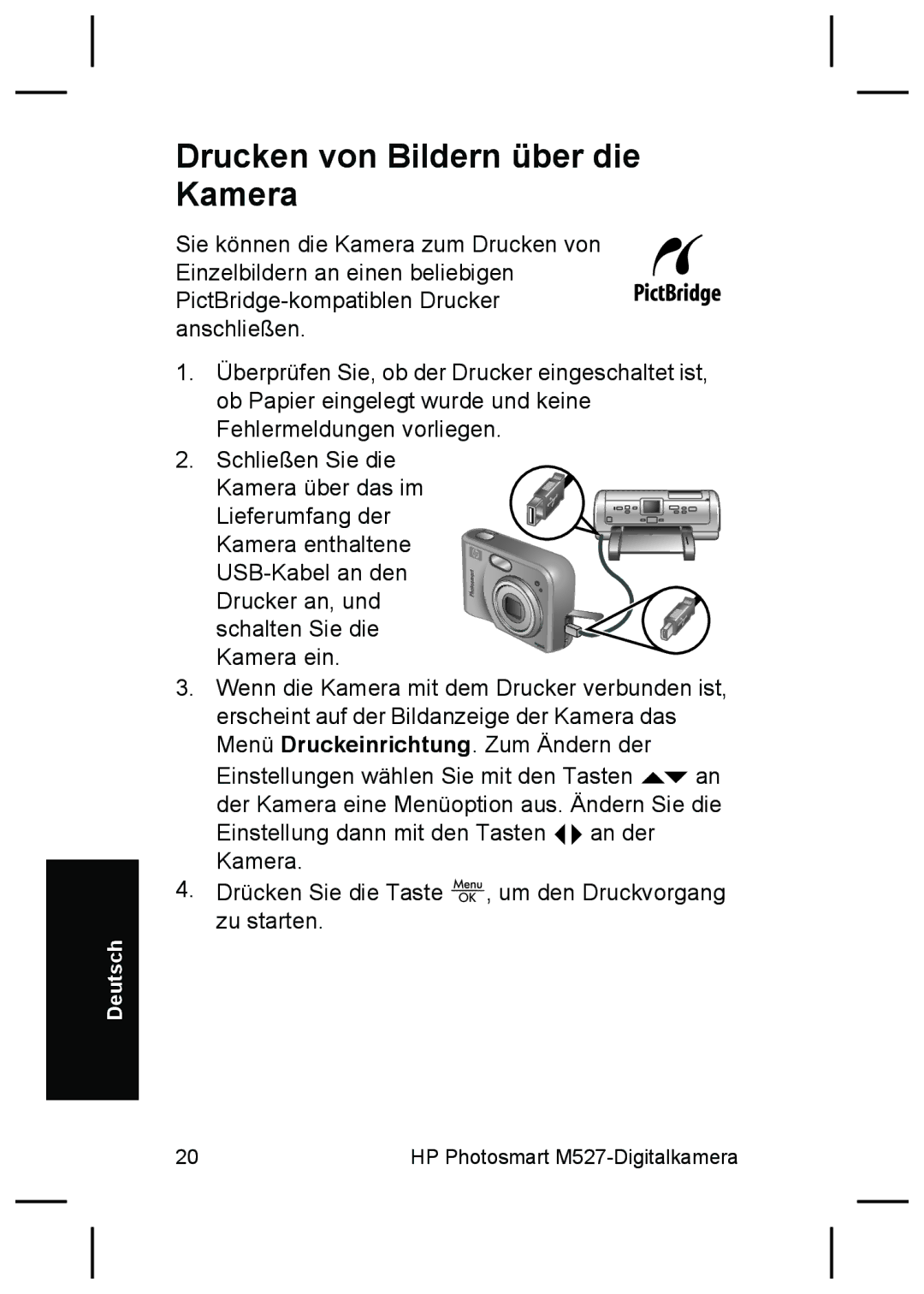 HP M527 manual Drucken von Bildern über die Kamera 