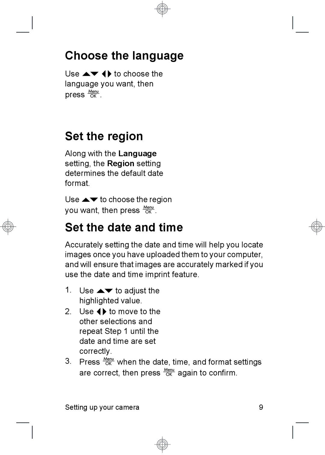 HP M437, M537 manual Choose the language, Set the region, Set the date and time 