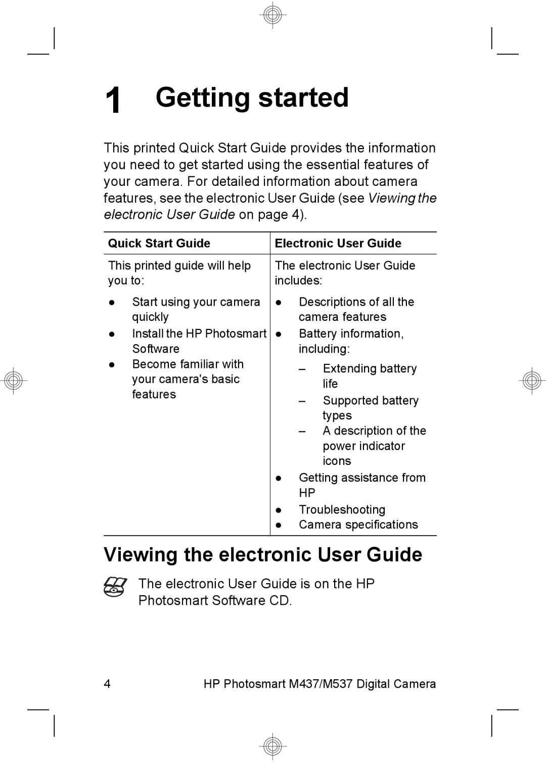 HP M537, M437 manual Getting started, Viewing the electronic User Guide 