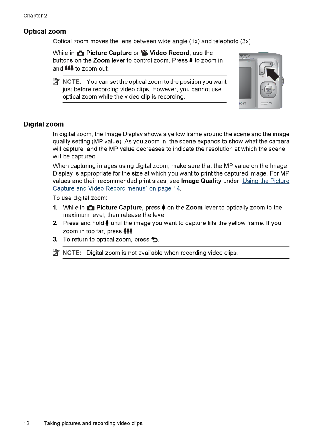 HP M537, M437 manual Optical zoom, Digital zoom 