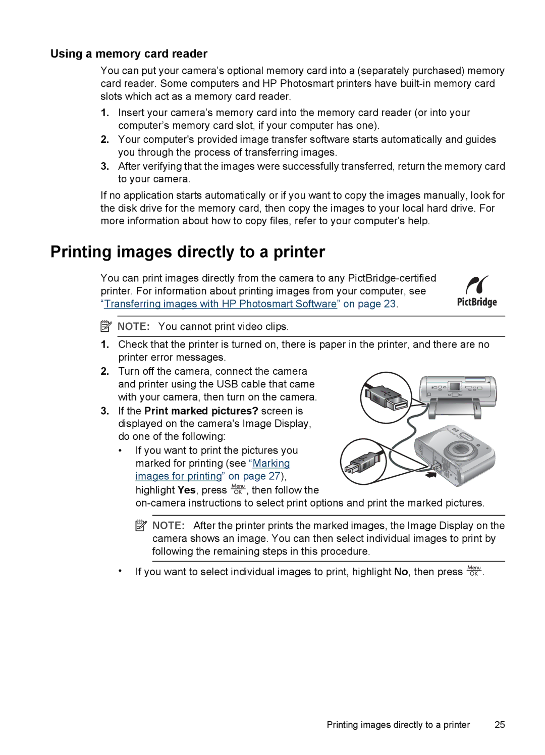 HP M437, M537 manual Printing images directly to a printer, Using a memory card reader 