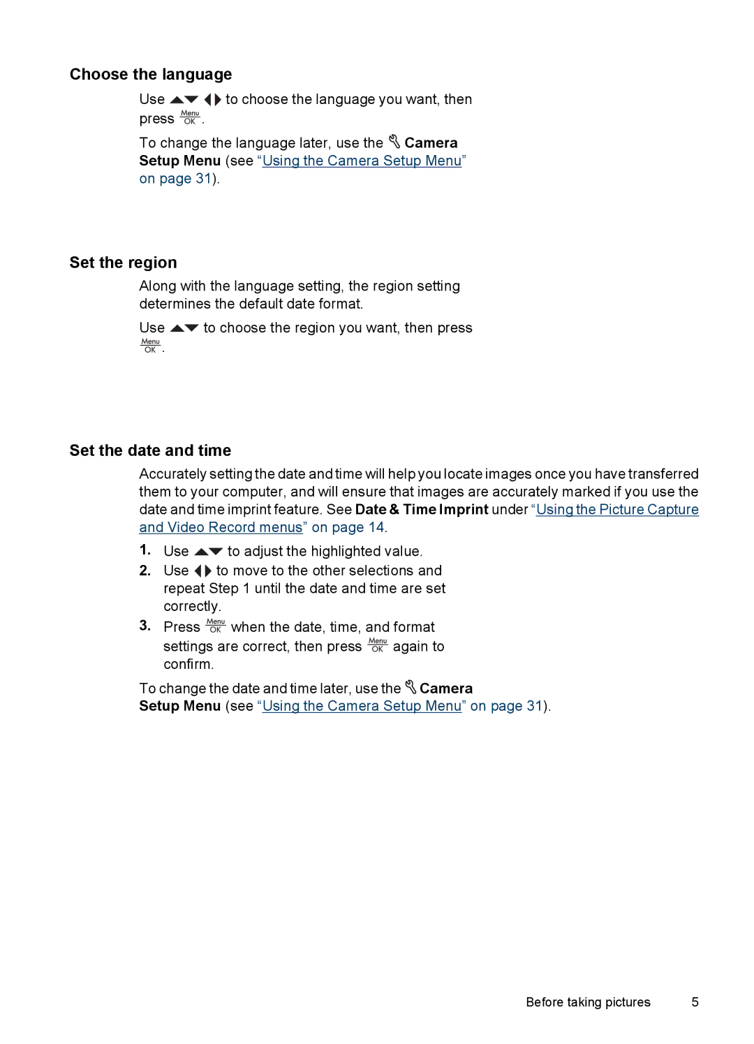 HP M437, M537 manual Choose the language, Set the region, Set the date and time 