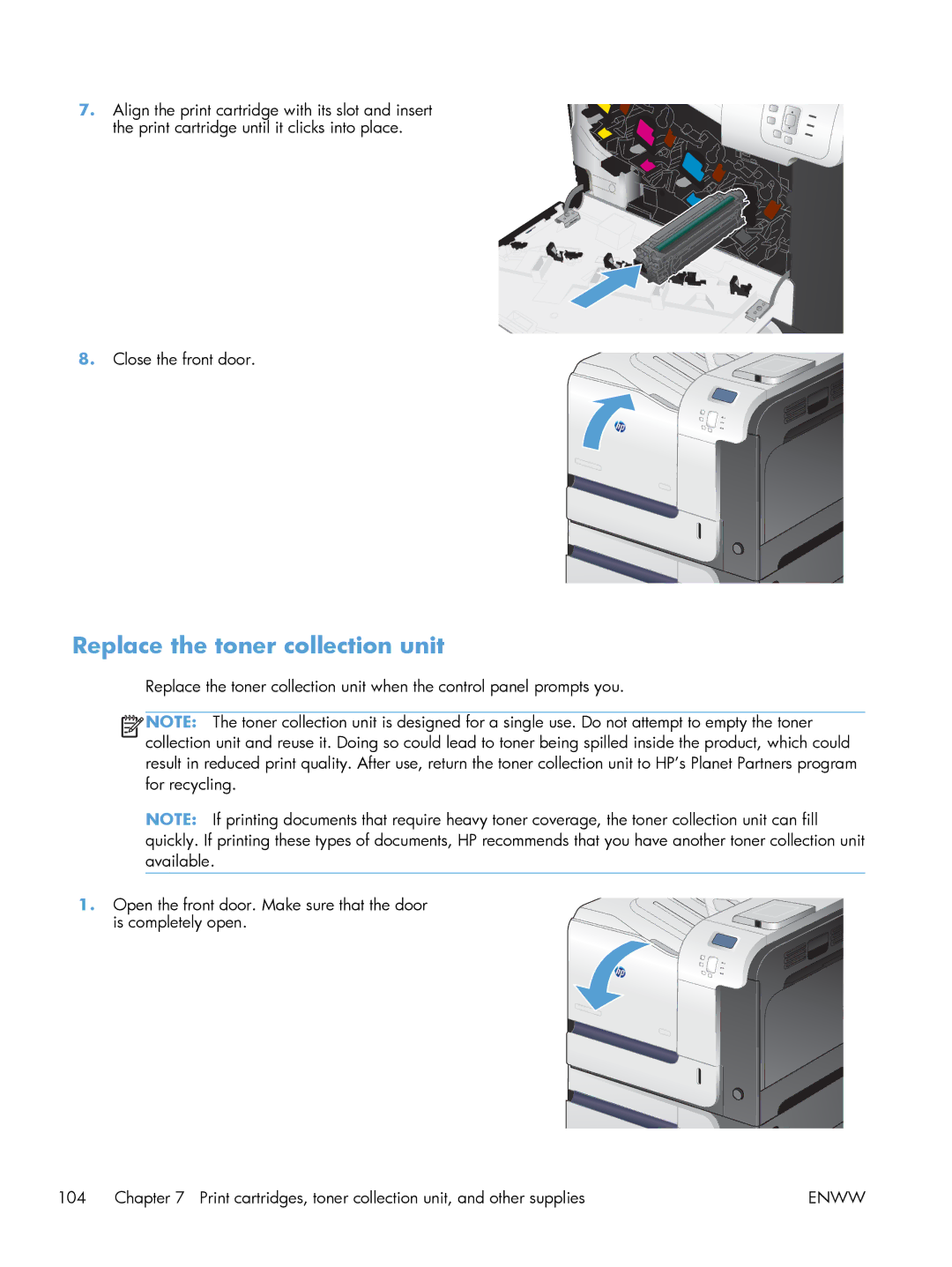 HP M551DN manual Replace the toner collection unit 