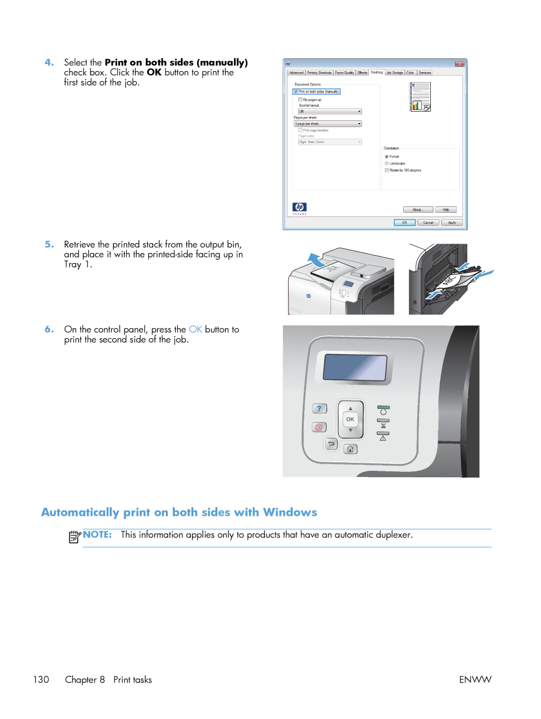 HP M551DN manual Automatically print on both sides with Windows 