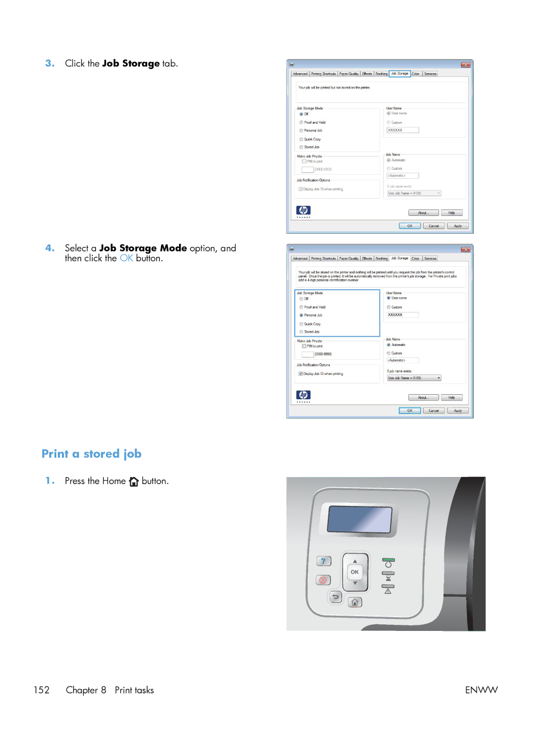 HP M551DN manual Print a stored job 