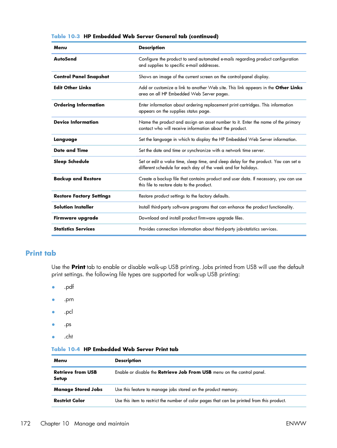 HP M551DN manual 4HP Embedded Web Server Print tab 