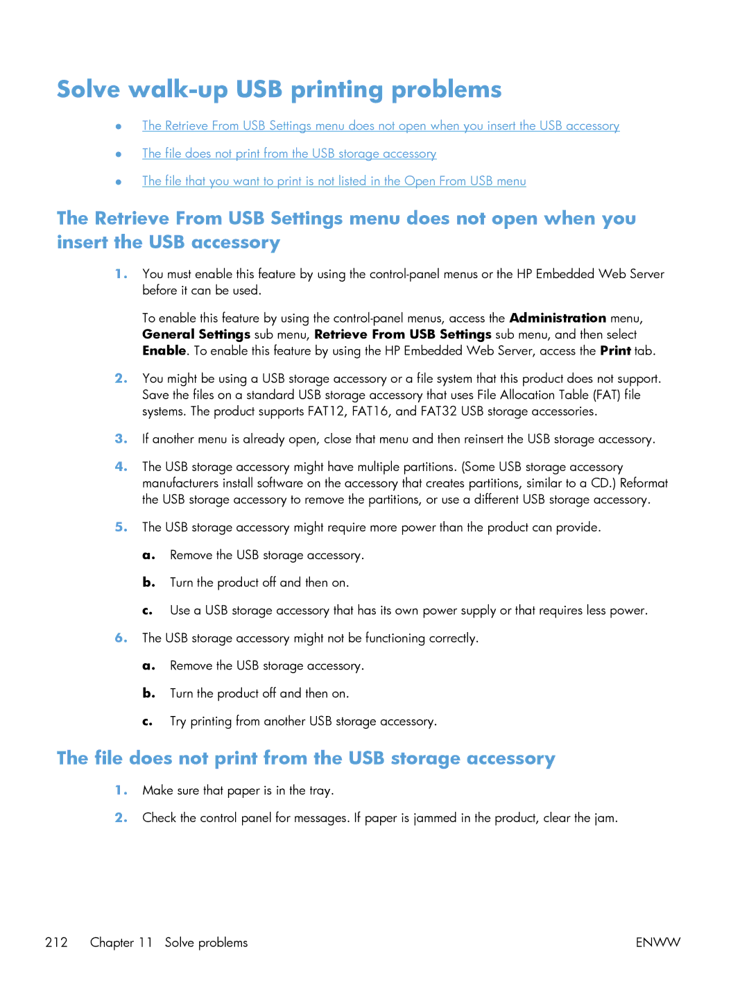 HP M551DN manual Solve walk-up USB printing problems, File does not print from the USB storage accessory 