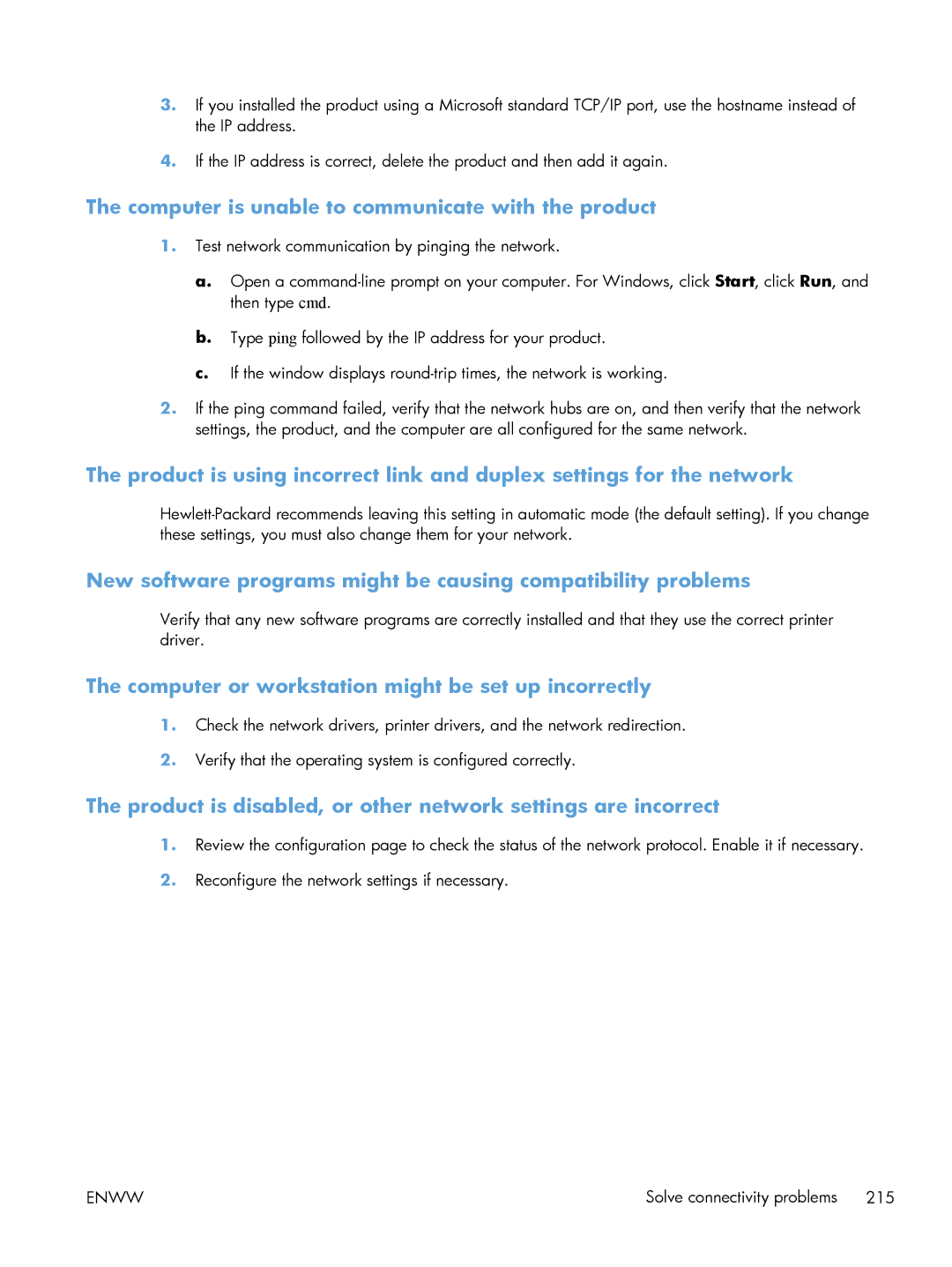 HP M551DN manual Computer is unable to communicate with the product, Computer or workstation might be set up incorrectly 