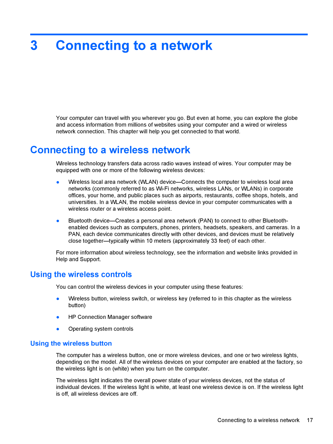 HP M6 1045DX B5S08UAR#ABA manual Connecting to a network, Connecting to a wireless network, Using the wireless controls 