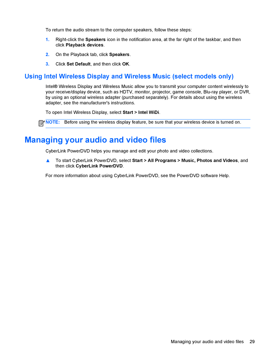 HP M6 1045DX B5S08UAR#ABA manual Managing your audio and video files 