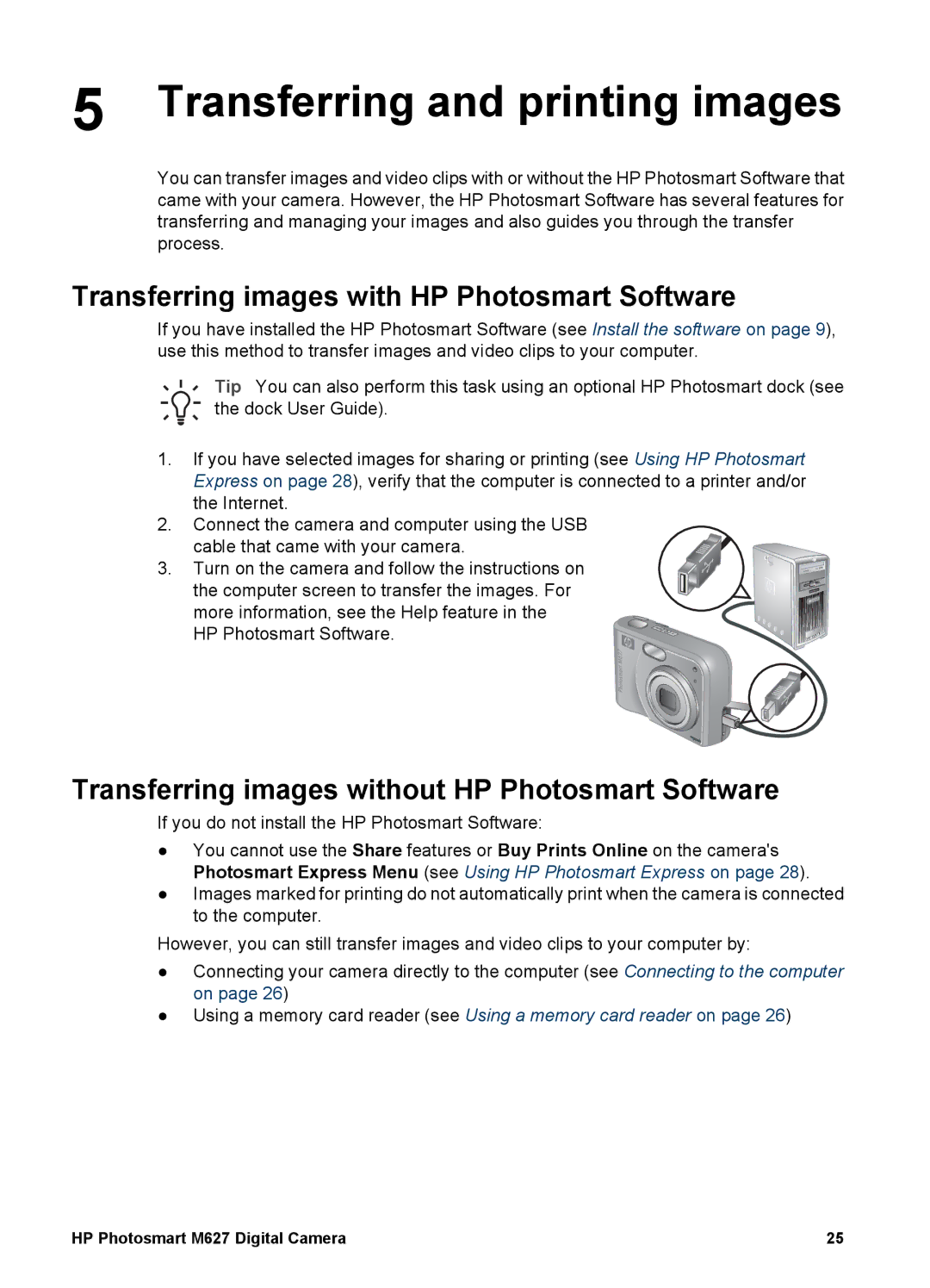 HP M627 manual Transferring and printing images, Transferring images with HP Photosmart Software 