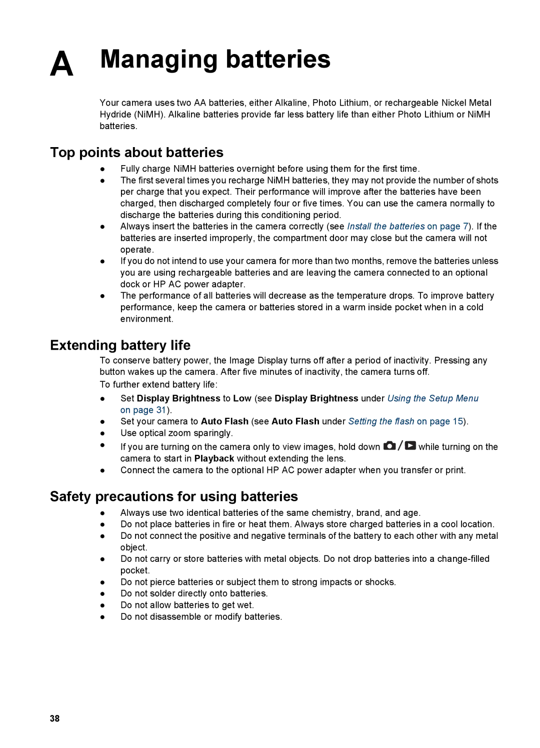 HP M627 Managing batteries, Top points about batteries, Extending battery life, Safety precautions for using batteries 