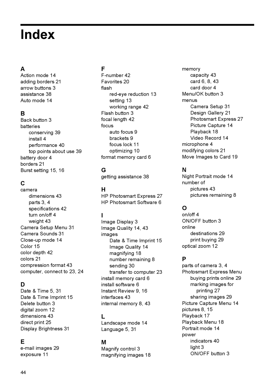 HP M447, M637, M547 manual Index 