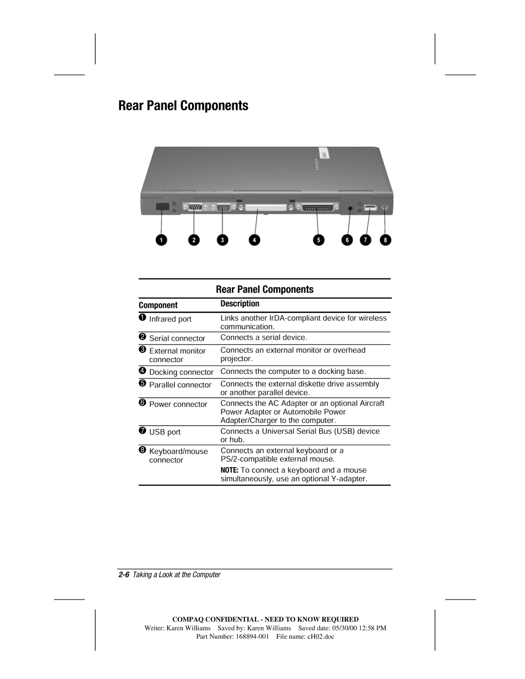 HP m700 manual Rear Panel Components, 6Taking a Look at the Computer 