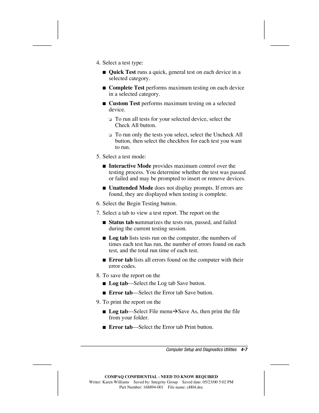 HP m700 manual Computer Setup and Diagnostics Utilities 