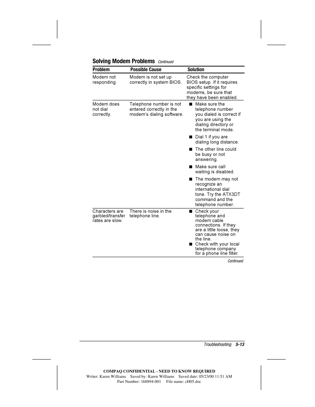 HP m700 manual Solving Modem Problems 