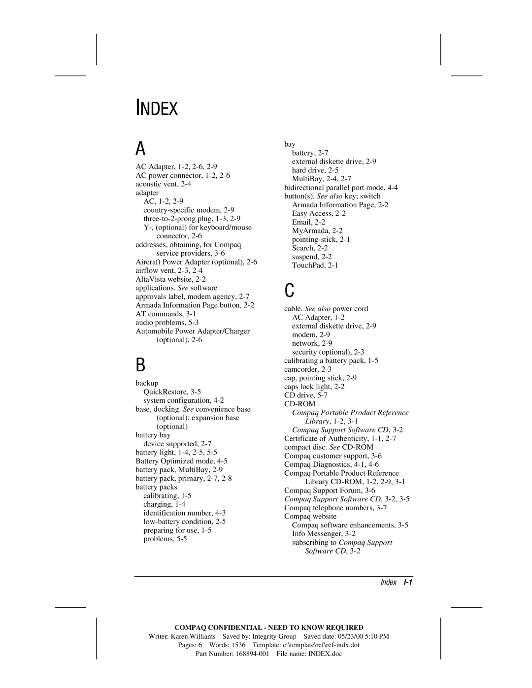 HP m700 manual Index 