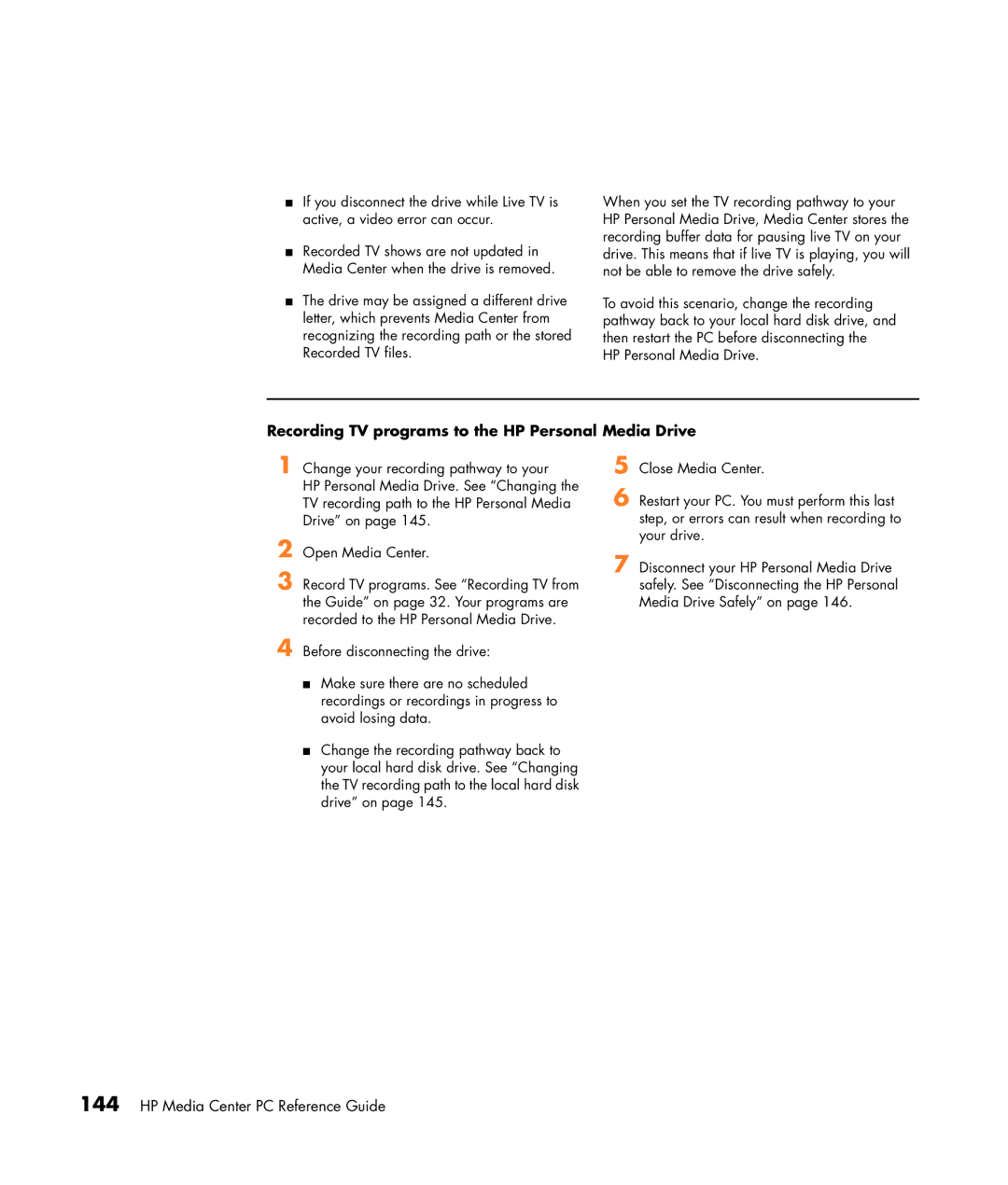 HP m7060n, m7087c, m7077c, m7067c, m7063w, m7070n, m7050y (PX153AV) manual Recording TV programs to the HP Personal Media Drive 