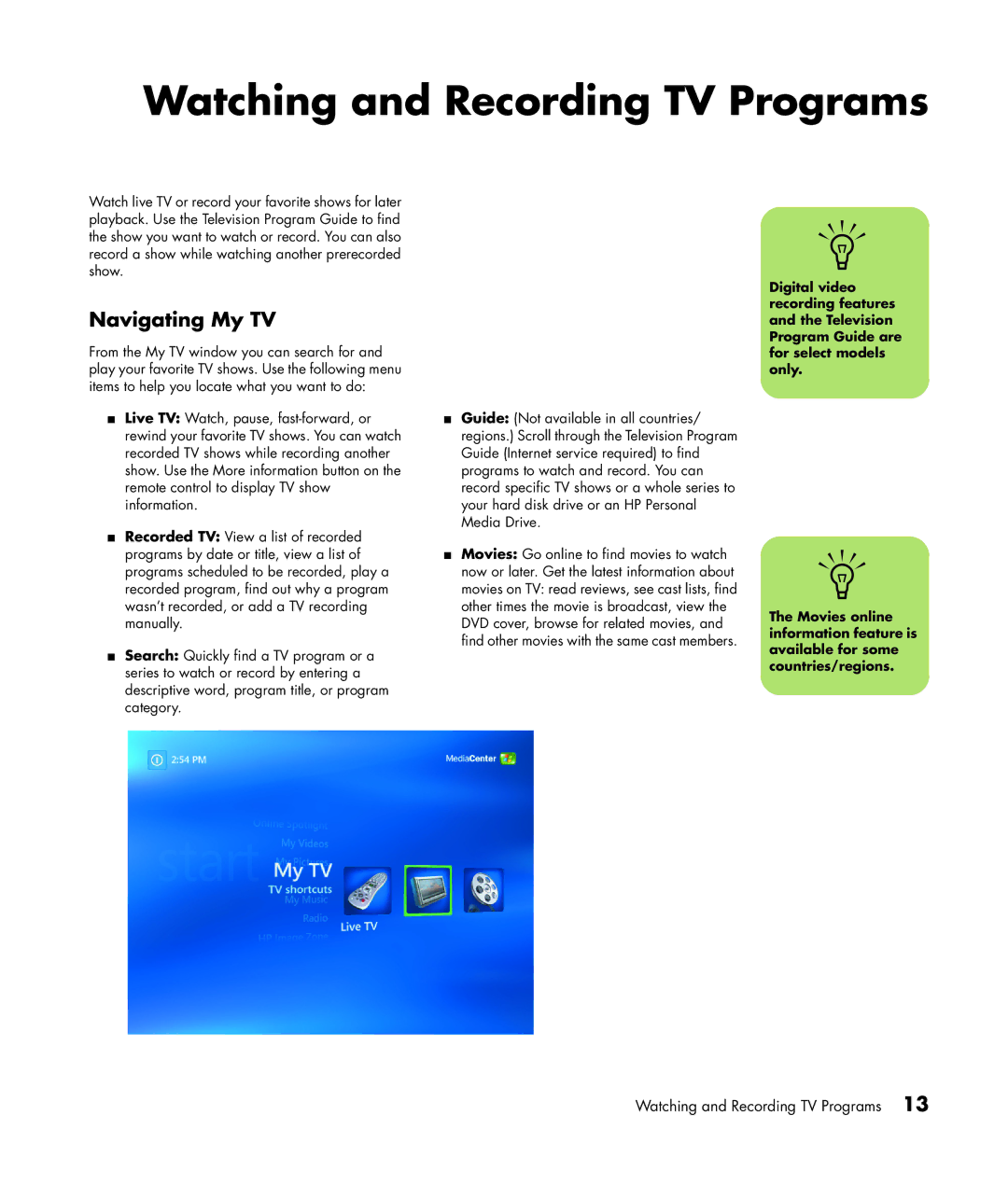 HP m7181.uk manual Watching and Recording TV Programs, Navigating My TV 