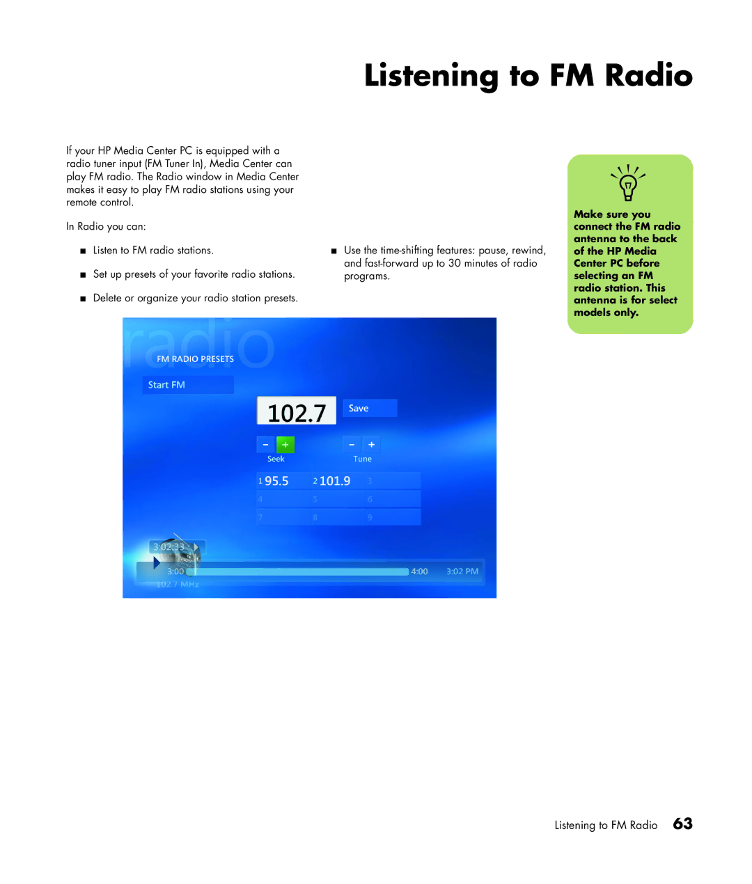 HP m7181.uk manual Listening to FM Radio 