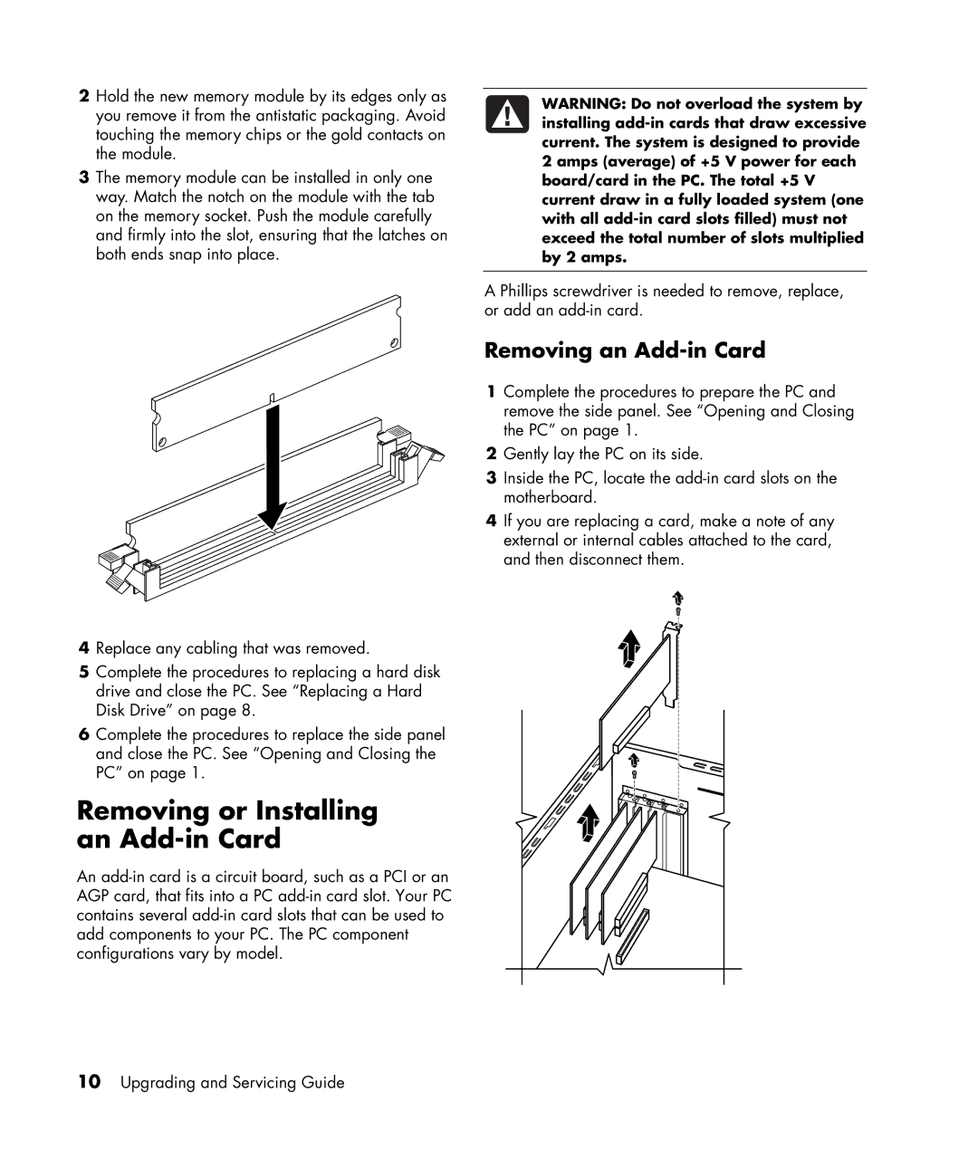 HP m7088d, m7188d, m7177d, m7181.uk, m7183c, m7177c, m7177a manual Removing or Installing an Add-in Card, Removing an Add-in Card 