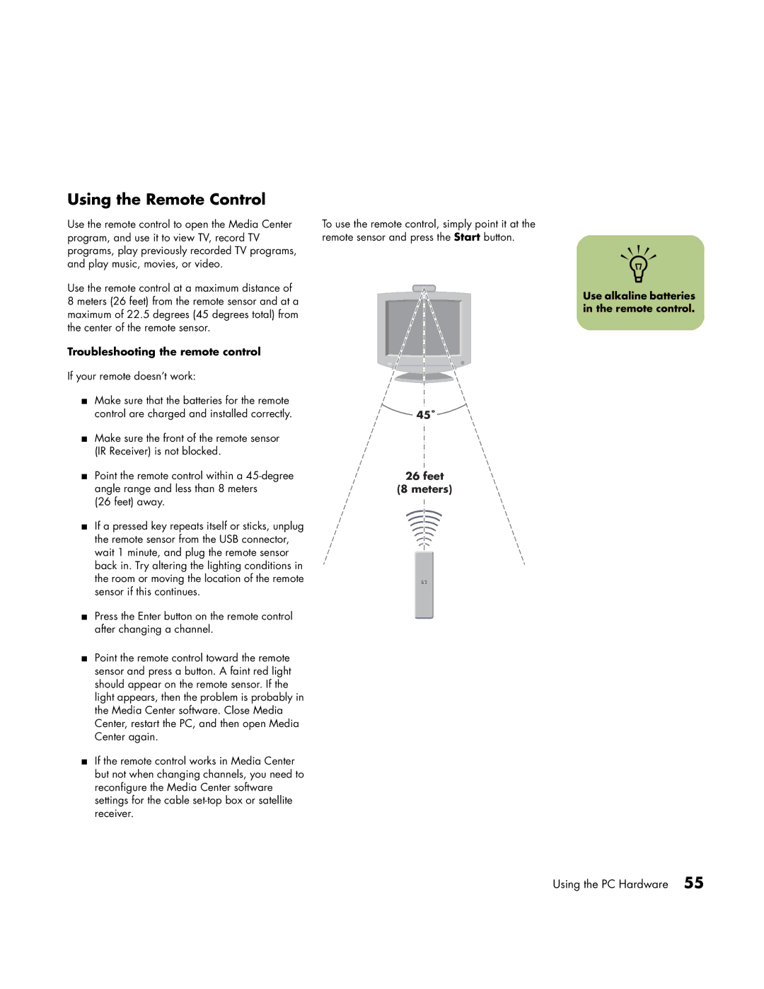 HP m7077a, m7248n, m7246n, m7183c, m7177c, m7163w, m7167c, m7170n Using the Remote Control, Troubleshooting the remote control 