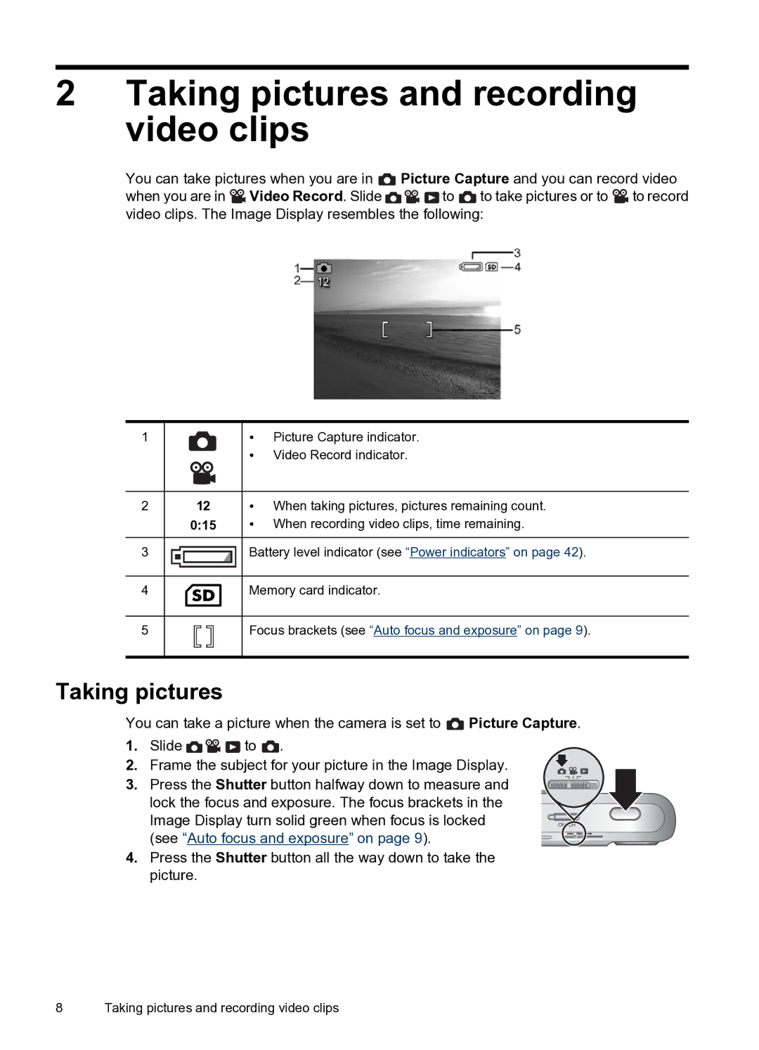 HP M730 manual Taking pictures and recording video clips, 015 