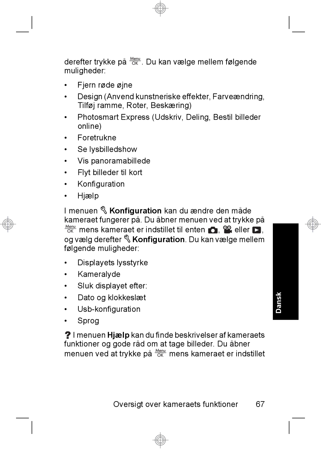 HP M737 manual Oversigt over kameraets funktioner 