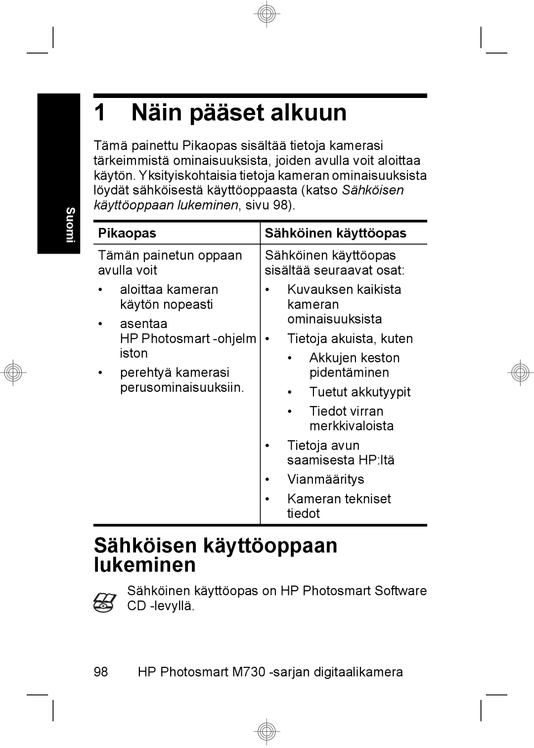 HP M737 manual Näin pääset alkuun, Pikaopas 