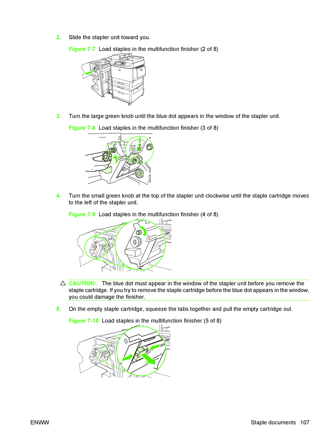 HP M9050 MFP manual Load staples in the multifunction finisher 4 