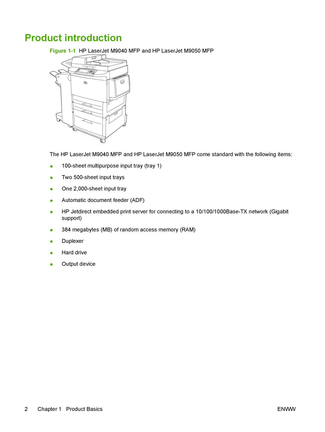 HP M9050 MFP manual Product introduction 