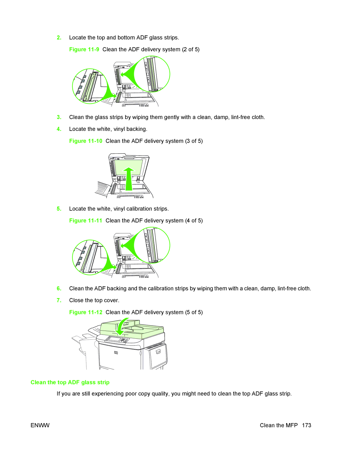 HP M9050 MFP manual Locate the top and bottom ADF glass strips 