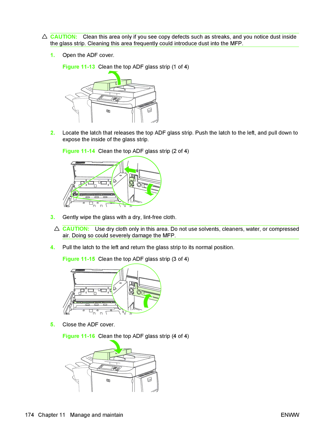 HP M9050 MFP manual 16Clean the top ADF glass strip 4 Manage and maintain 