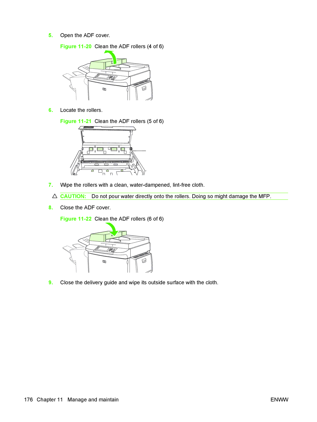 HP M9050 MFP manual 20Clean the ADF rollers 4 Locate the rollers 