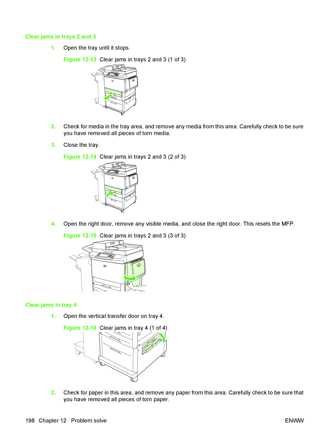 HP M9050 MFP manual Clear jams in trays 2 