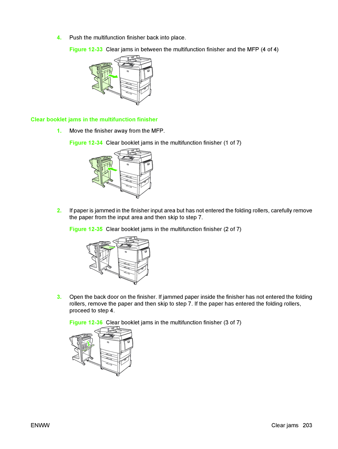 HP M9050 MFP manual 36Clear booklet jams in the multifunction finisher 3 