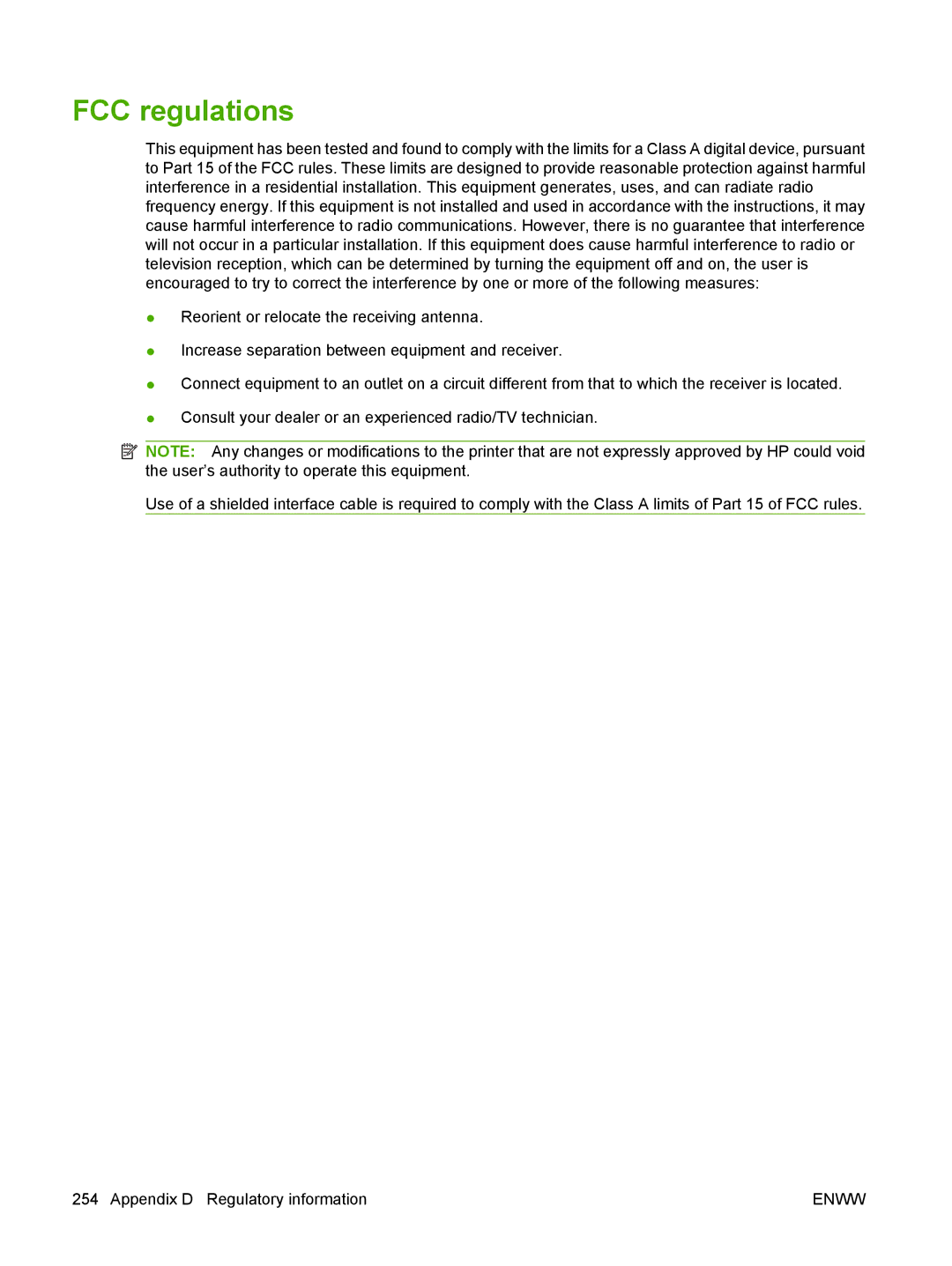 HP M9050 MFP manual FCC regulations 