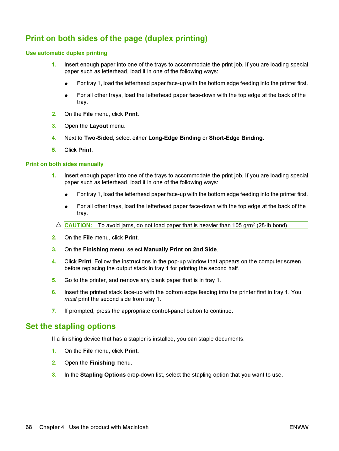 HP M9050 MFP Print on both sides of the page duplex printing, Set the stapling options, Use automatic duplex printing 