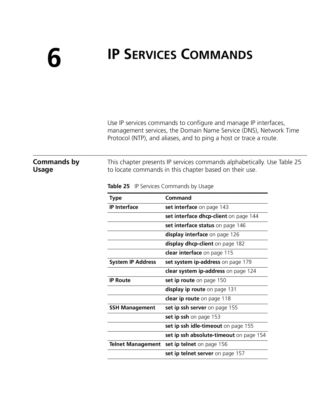 HP Manager Software manual IP Services Commands, To locate commands in this chapter based on their use 