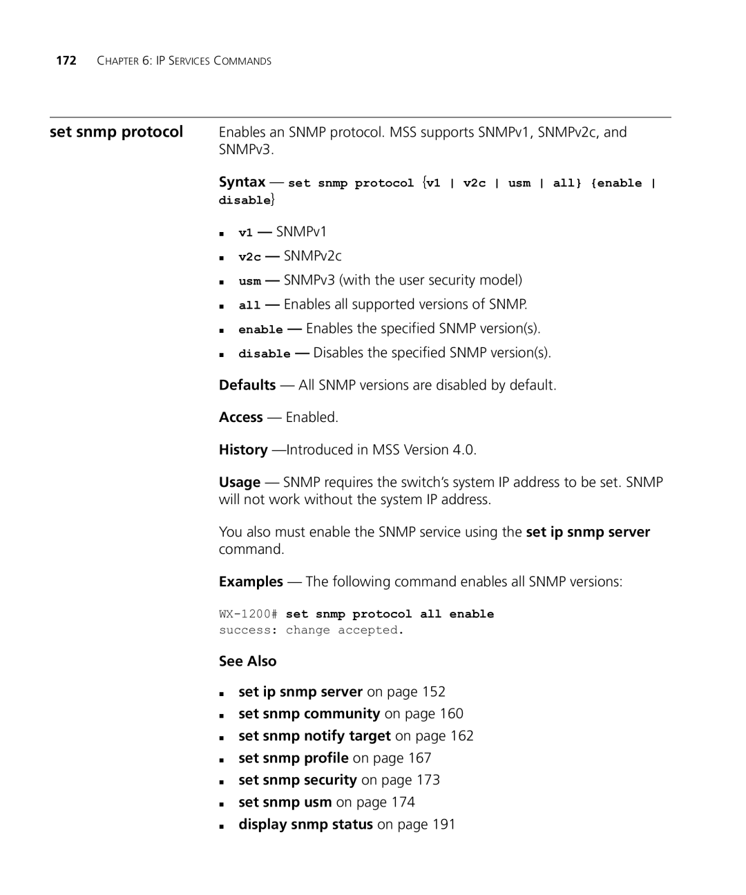 HP Manager Software manual Syntax set snmp protocol v1 v2c usm all enable disable 