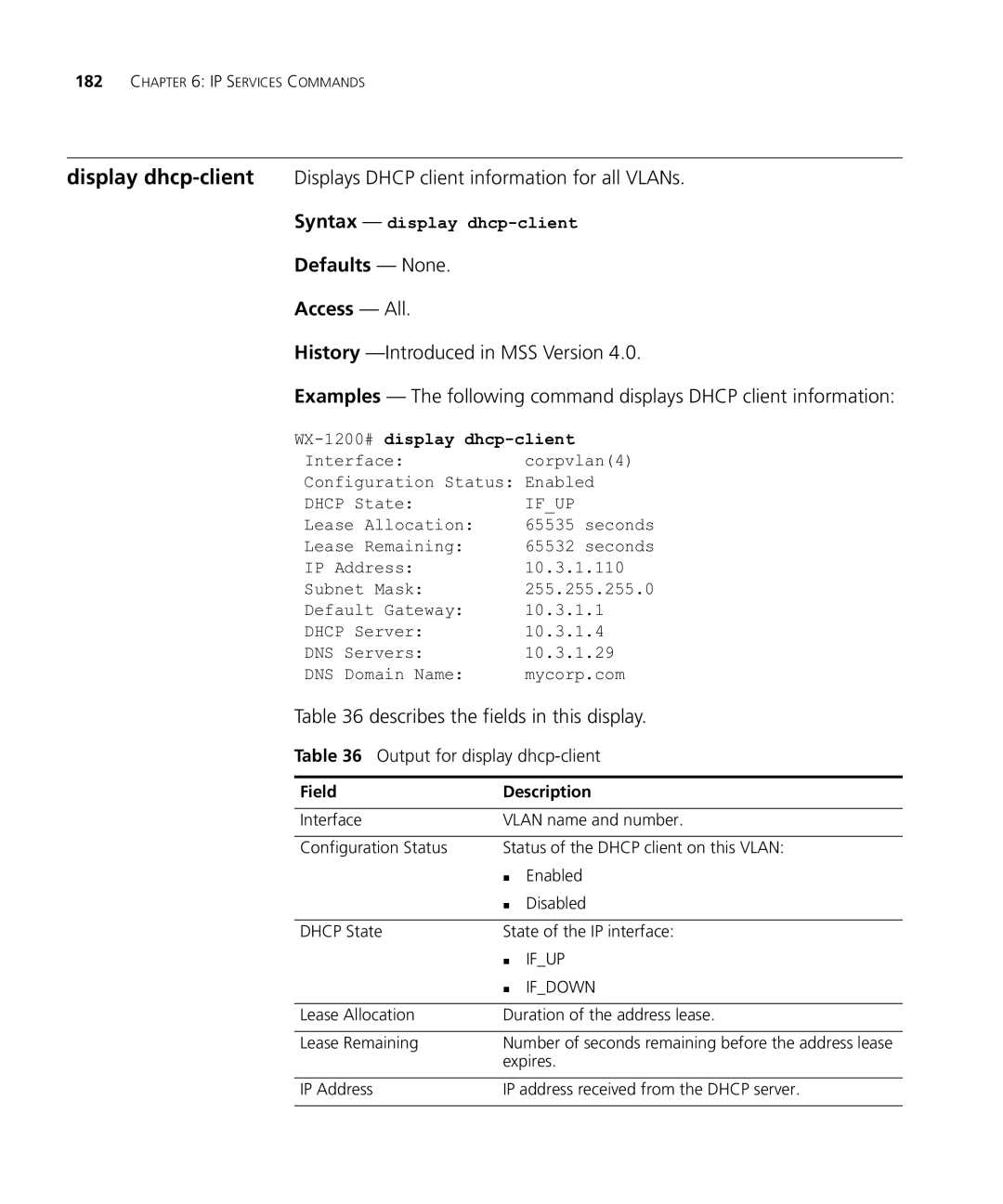 HP Manager Software manual Output for display dhcp-client, Syntax display dhcp-client, WX-1200# display dhcp-client 