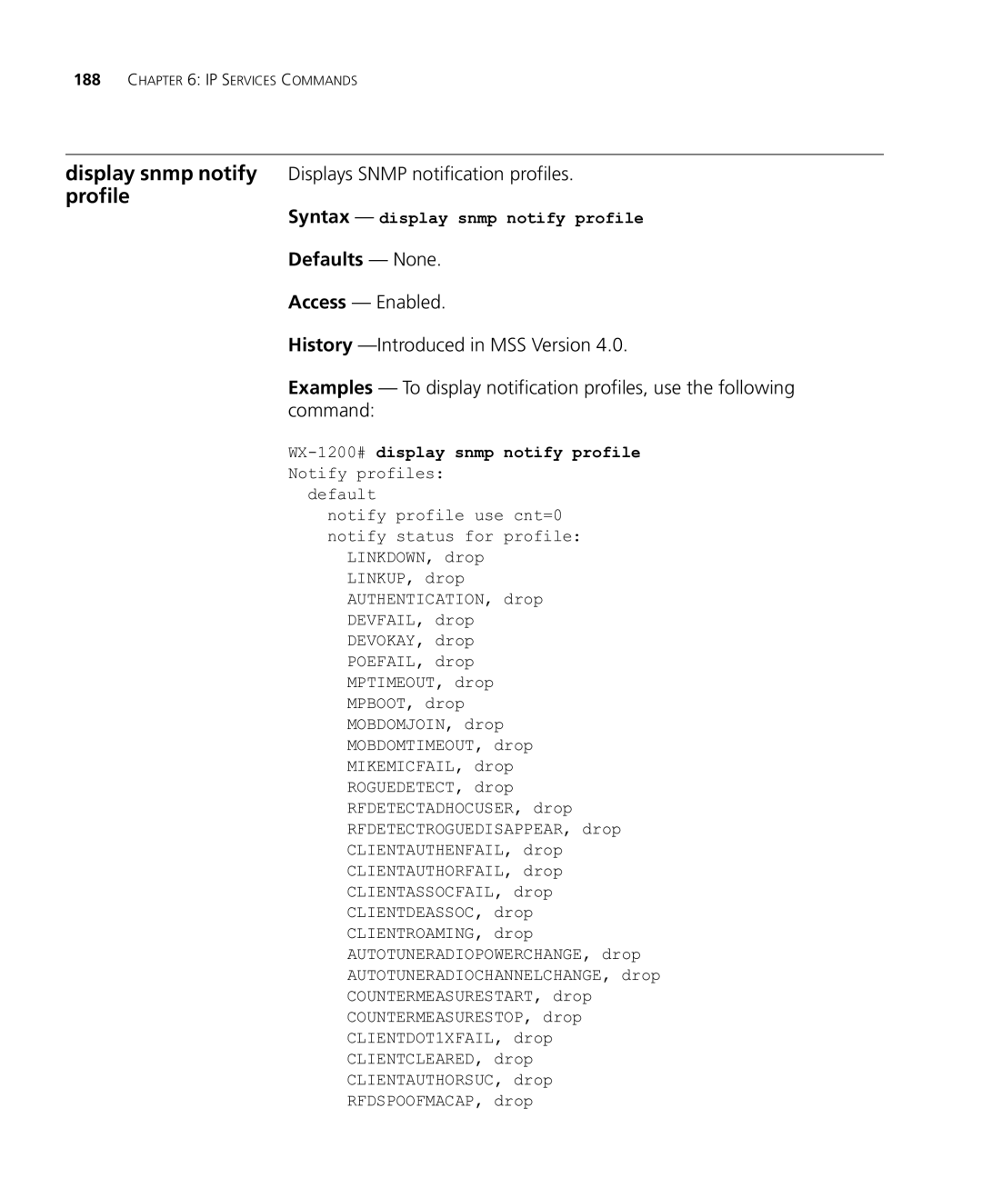 HP Manager Software manual Syntax display snmp notify profile, WX-1200#display snmp notify profile 