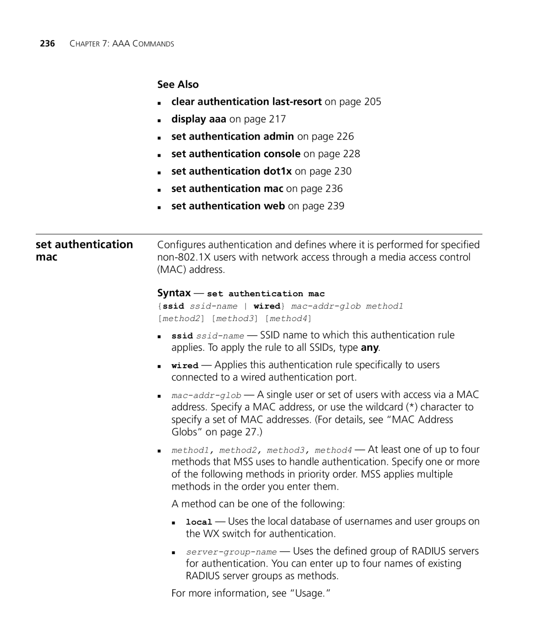 HP Manager Software manual Syntax set authentication mac 