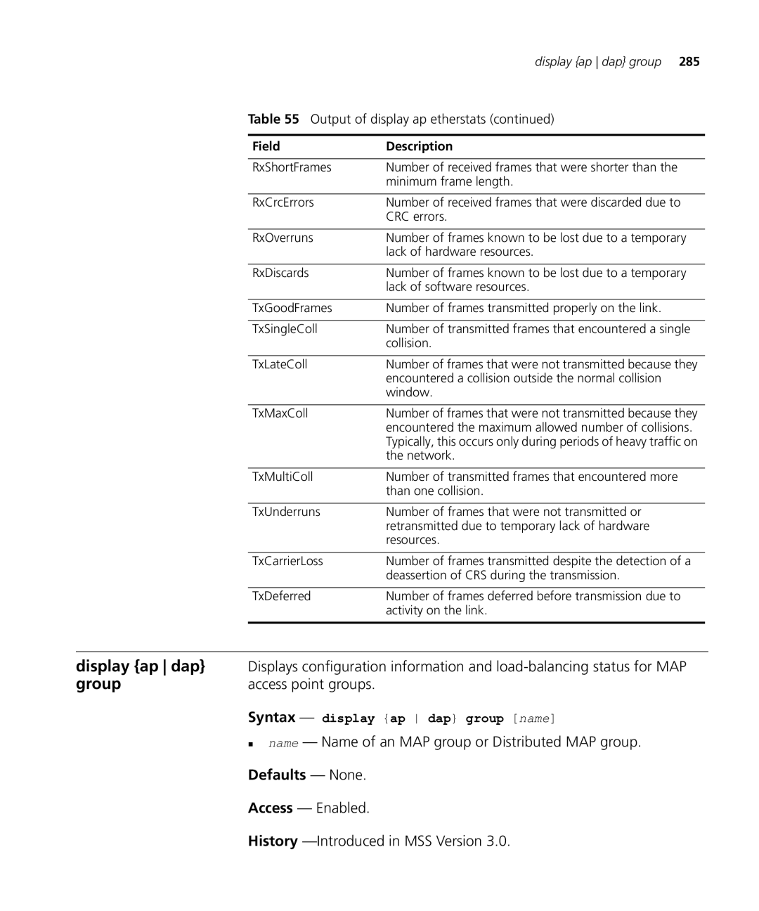 HP Manager Software manual Access point groups, „ name Name of an MAP group or Distributed MAP group 