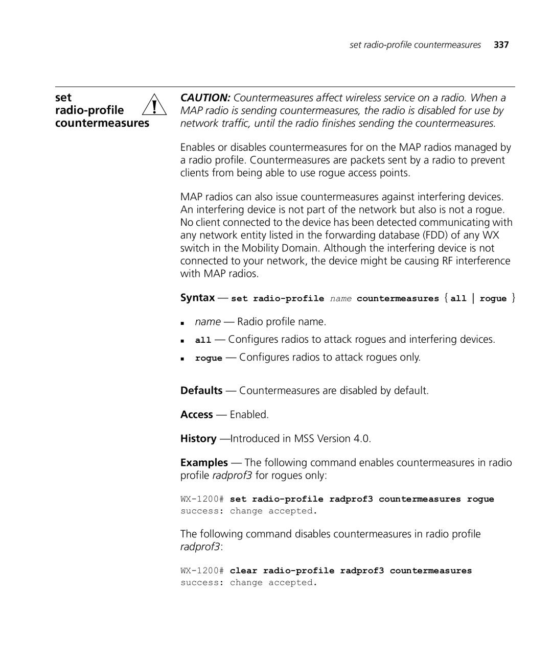 HP Manager Software manual Clients from being able to use rogue access points, With MAP radios, „ name Radio profile name 