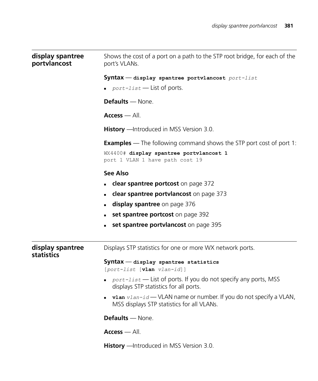 HP Manager Software manual Port’s VLANs, „ port-list- List of ports, Syntax display spantree portvlancost port-list 