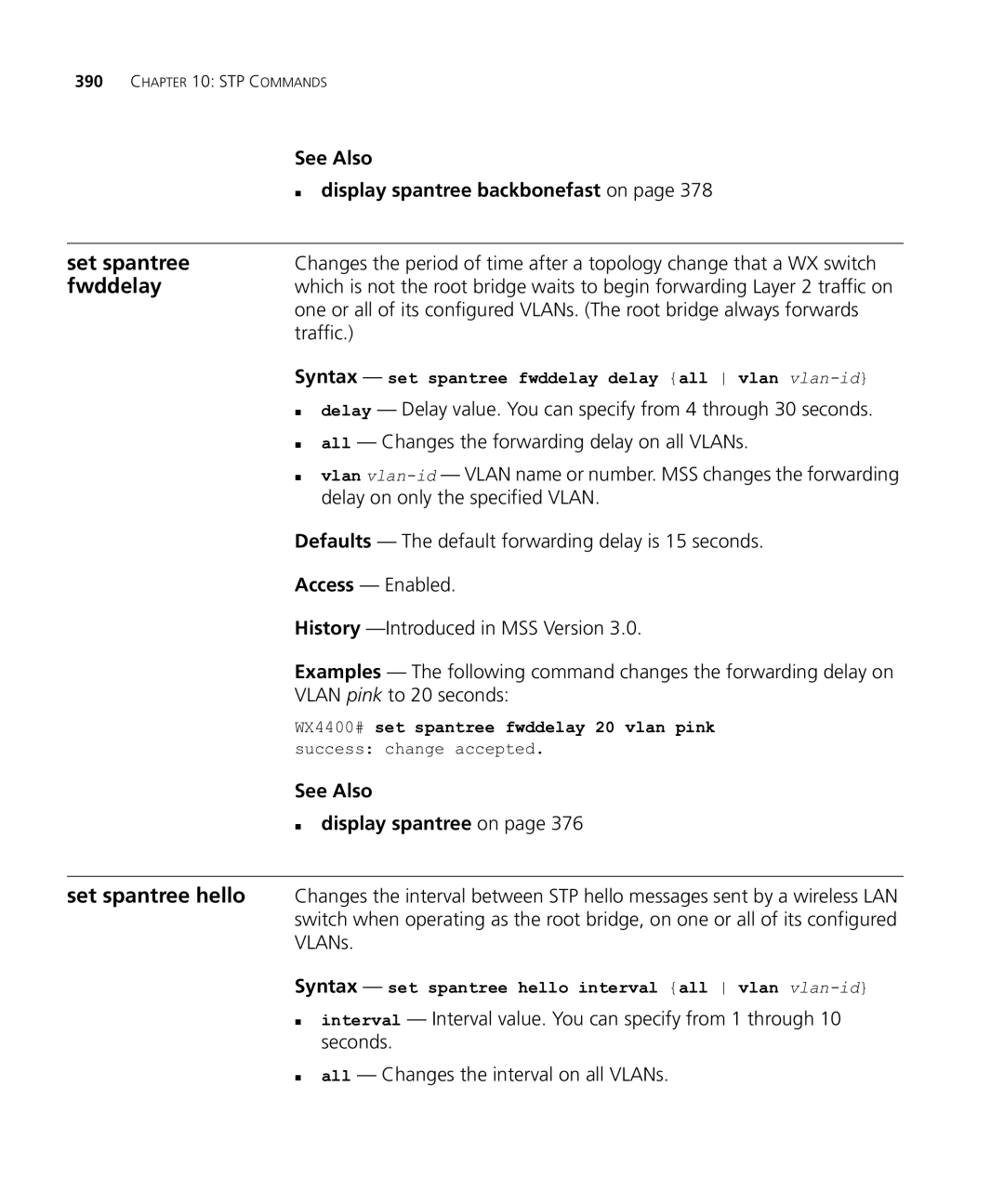 HP Manager Software manual Fwddelay, „ display spantree backbonefast on 