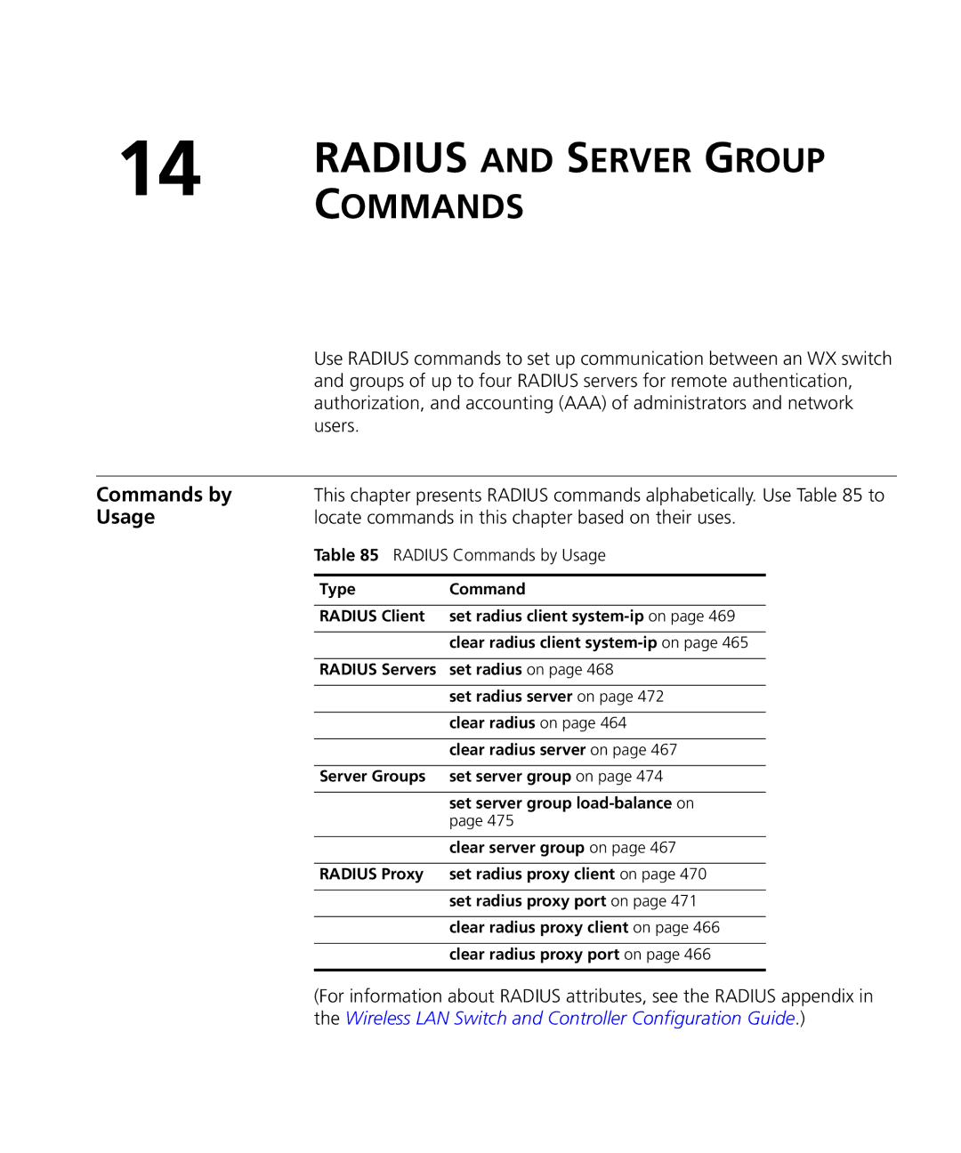 HP Manager Software manual Locate commands in this chapter based on their uses, Radius Commands by Usage 