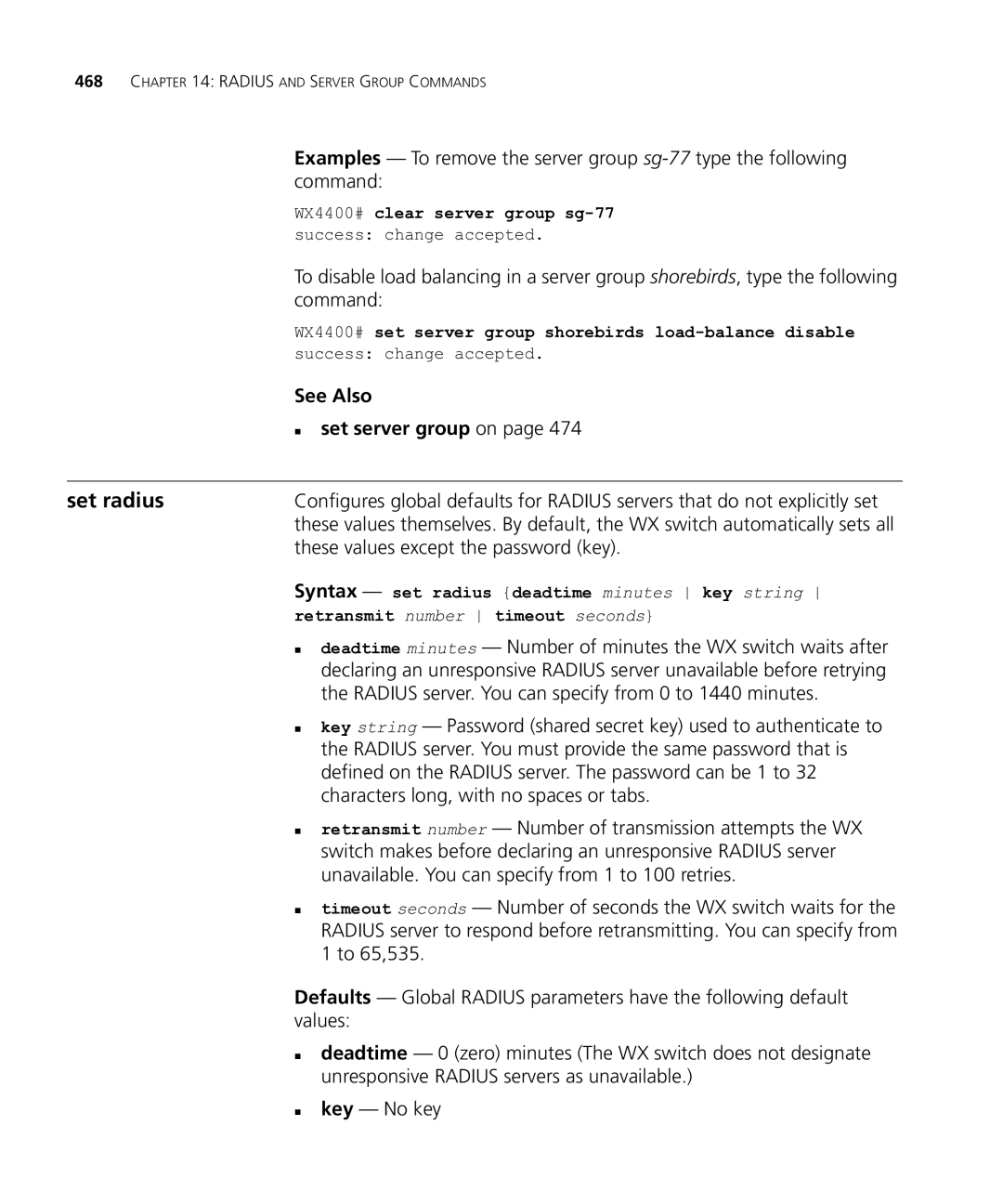 HP Manager Software manual Set radius, „ set server group on 