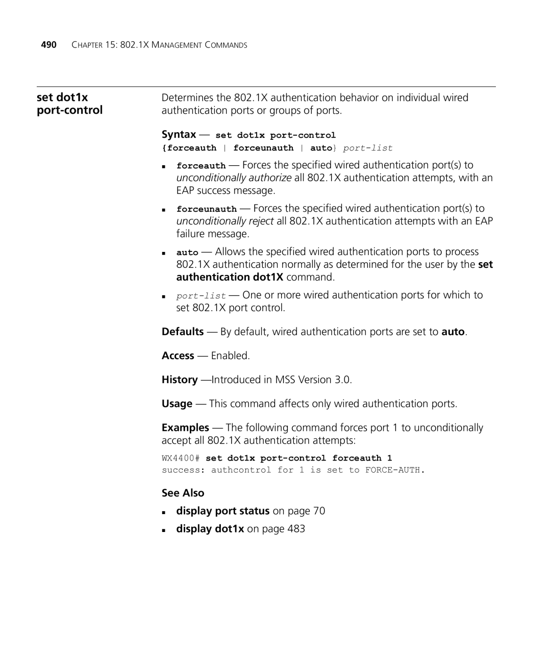 HP Manager Software manual Authentication dot1X command, See Also „ display port status on „ display dot1x on 